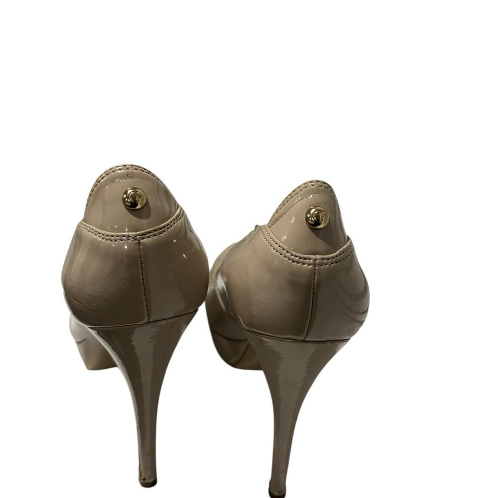 Guess Cream/Tan Platform Round Toe Patent Leather+ Stilletto High Heels-size 10M - Picture 5 of 10